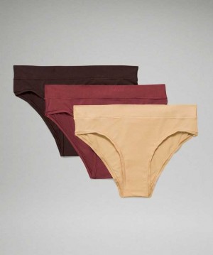 Lululemon UnderEase Cheeky Bikini 3 Pack Kadın İç Giyim Mulled Wine / Pecan Tan / French Press | ZJYTMK-536