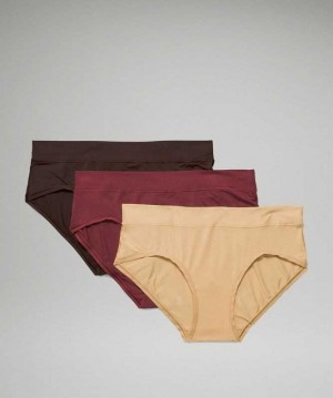 Lululemon UnderEase Hipster 3P Kadın İç Giyim Mulled Wine / Pecan Tan / French Press | HXCJPA-765