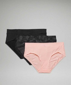 Lululemon UnderEase Hipster 3 Pack Kadın İç Giyim Camo Koyu Pembe Siyah | QFPAXD-032