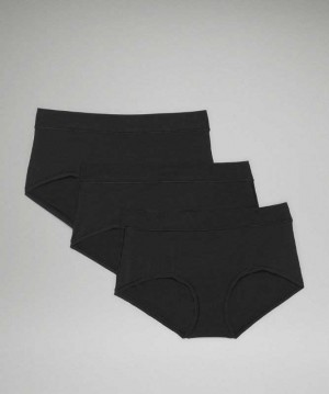 Lululemon UnderEase Mid-Rise Boyshort 3 Pack Kadın İç Giyim Siyah | GOENSV-165
