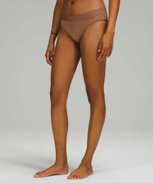 Lululemon UnderEase Mid-Rise Cheeky Bikini Kadın İç Giyim Dusty Bronze | QHAJGO-491