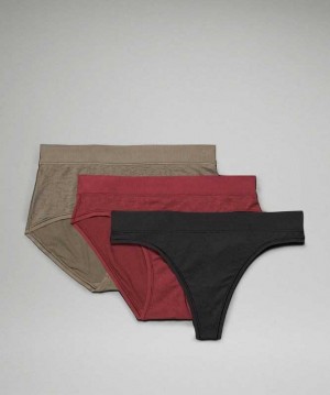 Lululemon UnderEase Mid-Rise Multi-Silhouette 3 Pack Lace Kadın İç Giyim Siyah | HWDIFM-548