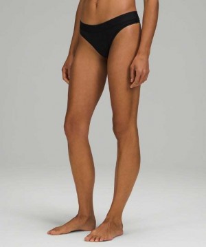 Lululemon UnderEase Mid-Rise Thong Kadın İç Giyim Siyah | SKTFEG-820