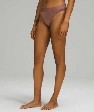Lululemon UnderEase Mid-Rise Thong Kadın İç Giyim Dusty Bronze | COJITW-952