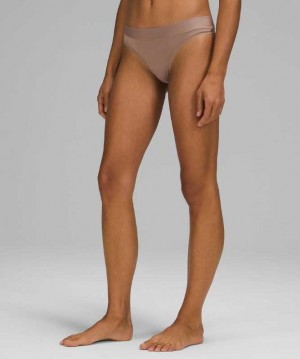 Lululemon UnderEase Mid-Rise Thong Kadın İç Giyim Soft Sand | FJWGUH-365