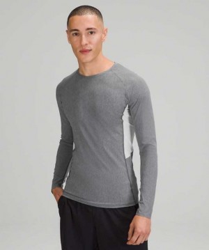 Lululemon Vital Drive Long Sleeve Shirt Erkek Üstler Heathered Vapor | SZHLOX-936