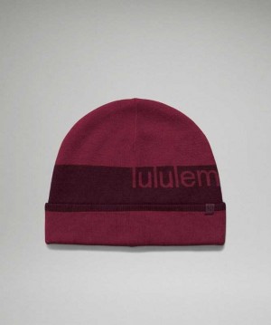 Lululemon Wool-Blend Knit Logo Beanie Şapkalar Mulled Wine / Cassis | BRHSLP-742