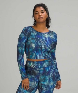 Lululemon Wunder Train Cropped Long Sleeve Shirt Kadın Üstler Mavi | KREDFT-468
