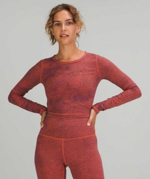 Lululemon Wunder Train Cropped Long Sleeve Shirt Kadın Üstler Turuncu | YPAVXM-869