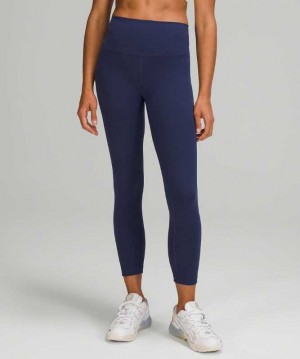 Lululemon Wunder Train HR Crop 23" Kadın Tayt Night Sea | YUMFAX-823