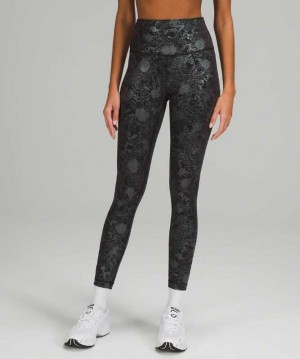 Lululemon Wunder Train High-Rise Tight 25" Foil Kadın Tayt Siyah | LXJFCQ-209
