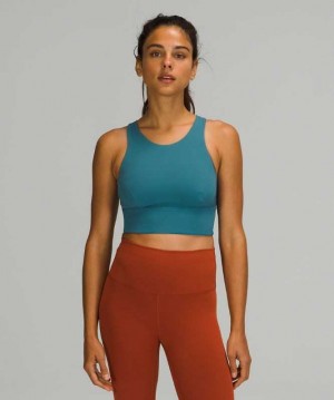 Lululemon Wunder Train Long-Line Kadın Spor Sütyeni Mavi | FTXGIY-653