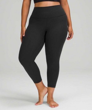 Lululemon Wunder Under HR Crop 23" Kadın Pantolon Siyah | UDBHWI-382