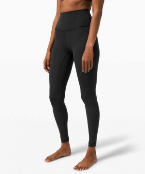 Lululemon Wunder Under High-Rise Tight 28" Brushed Full-On Luxtreme Kadın Tayt Siyah | QHJRDU-854