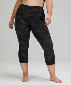 Lululemon Wunder Under Scalloped Hem High-Rise Crop 23" Kadın Tayt Camo Koyu | RWEVGI-279