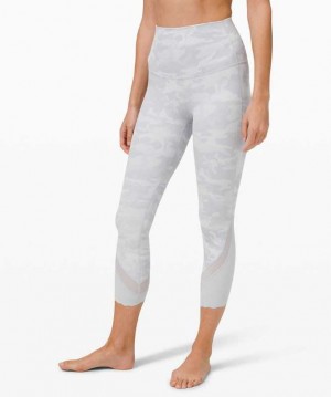 Lululemon Wunder Under Scalloped Hem High-Rise Crop 23" Kadın Tayt Camo Beyaz | SPAXNT-435